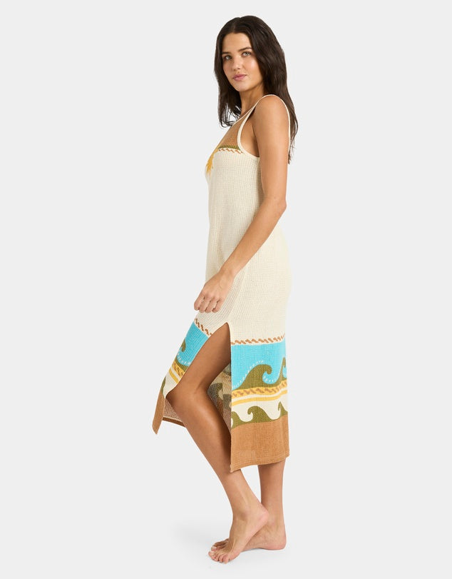 BILLABONG WOMENS SOLAR BABE MIDI DRESS CARAMEL CAFE COASTAL SUMMER DRESS