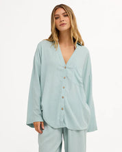 BILLABONG WOMENS SUN DAYS COVER-UP SHIRT – BLUE LIGHT