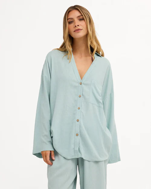 BILLABONG WOMENS SUN DAYS COVER-UP SHIRT – BLUE LIGHT