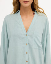 BILLABONG WOMENS SUN DAYS COVER-UP SHIRT – BLUE LIGHT