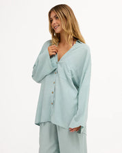 BILLABONG WOMENS SUN DAYS COVER-UP SHIRT – BLUE LIGHT