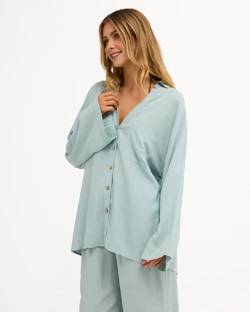 BILLABONG WOMENS SUN DAYS COVER-UP SHIRT – BLUE LIGHT