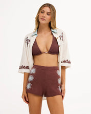 BILLABONG WOMENS SUN SHADOW ELASTIC WAIST SHORTS – ESPRESSO