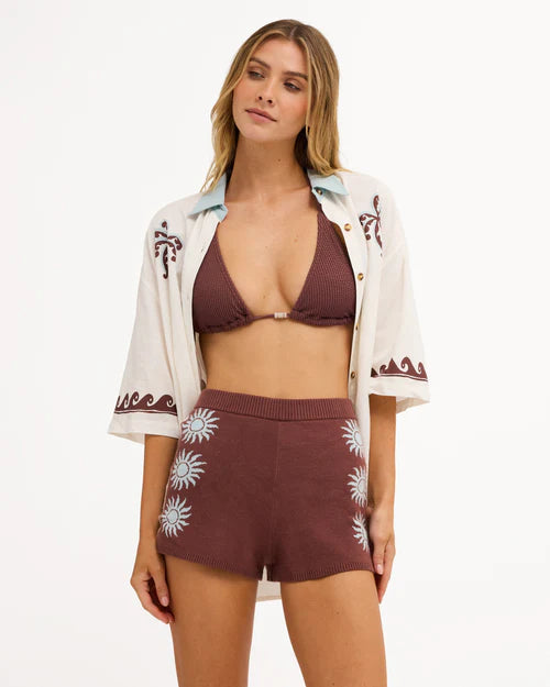 BILLABONG WOMENS SUN SHADOW ELASTIC WAIST SHORTS – ESPRESSO