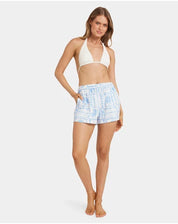 BILLABONG WOMENS SUNRISE SANDS SHORTS TEXTURED SUMMER SHORT WITH ELASTIC WAIST SALT CRYSTAL