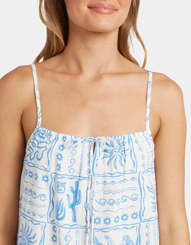 BILLABONG WOMENS SUNRISE SANDS TOP TEXTURED SUMMER BLOUSE WITH TIE DETAIL SALT CRYSTAL