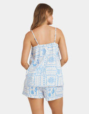 BILLABONG WOMENS SUNRISE SANDS TOP TEXTURED SUMMER BLOUSE WITH TIE DETAIL SALT CRYSTAL