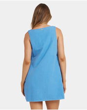 BILLABONG WOMENS SUNSET BLISS MINI DRESS LIGHTWEIGHT SUMMER FLOWY DRESS TIDAL BLUE