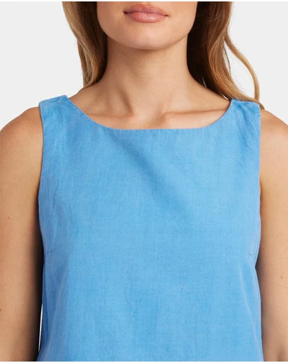 BILLABONG WOMENS SUNSET BLISS MINI DRESS LIGHTWEIGHT SUMMER FLOWY DRESS TIDAL BLUE