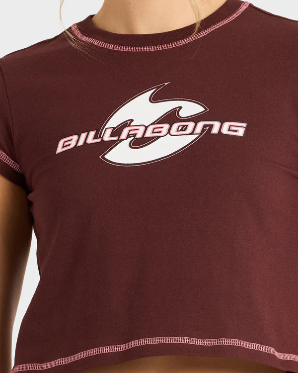 BILLABONG WOMENS SUPALOVE BABY T SHIRT CHOC CHIP FITTED COASTAL TEE