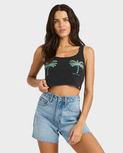 BILLABONG WOMENS VACATION SOIL TANK TOP OFF BLACK COASTAL SUMMER TANK