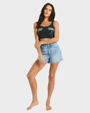 BILLABONG WOMENS VACATION SOIL TANK TOP OFF BLACK COASTAL SUMMER TANK