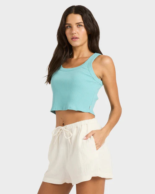BILLABONG WOMENS WANDERER ELASTIC WAIST SHORTS – SALT CRYSTAL