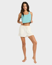 BILLABONG WOMENS WANDERER ELASTIC WAIST SHORTS – SALT CRYSTAL