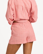 BILLABONG WOMENS WANDERER STRIPE ELASTIC WAIST SHORTS – SUGAR ALMOND