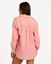 BILLABONG WOMENS WANDERER STRIPE LONG SLEEVE SHIRT – SUGAR ALMOND