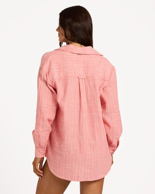 BILLABONG WOMENS WANDERER STRIPE LONG SLEEVE SHIRT – SUGAR ALMOND