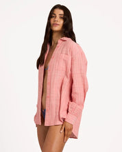 BILLABONG WOMENS WANDERER STRIPE LONG SLEEVE SHIRT – SUGAR ALMOND
