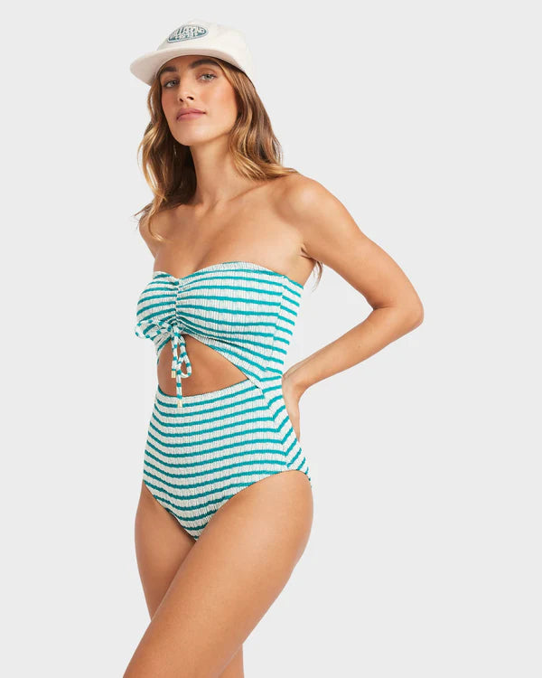 BILLABONG WOMENS WAVEY DAZE SUMMER ONE PIECE SWIMSUIT (DEEP SEA)