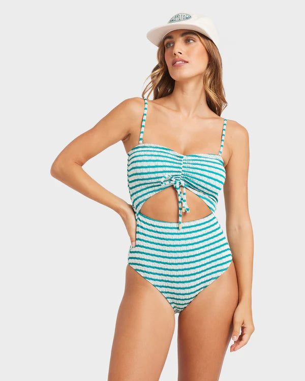 BILLABONG WOMENS WAVEY DAZE SUMMER ONE PIECE SWIMSUIT (DEEP SEA)