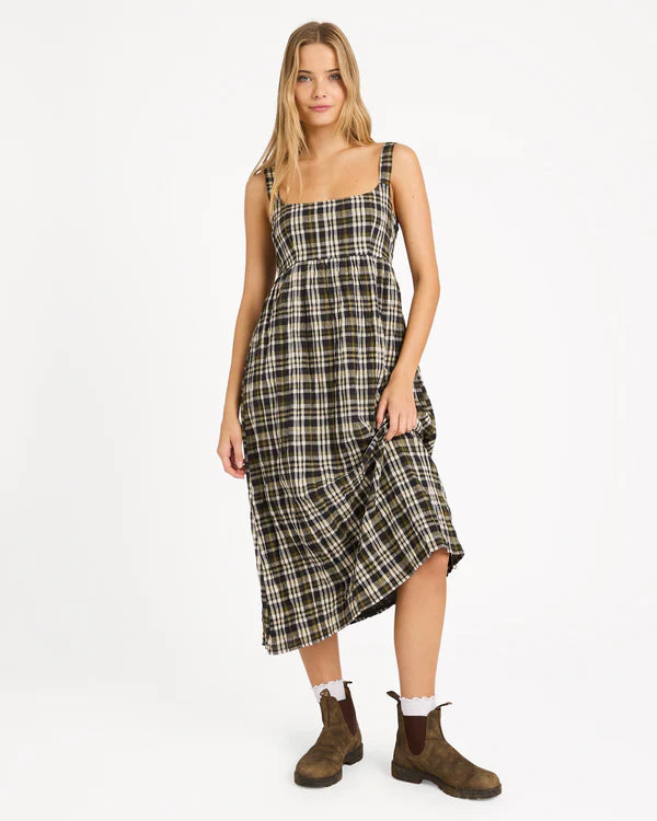 BILLABONG WOMENS WONDERS MIDI DRESS – BLACK SANDS