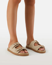 BILLINI AVALYNN RAFFIA PLATFORM SLIDES - NATURAL RAFFIA