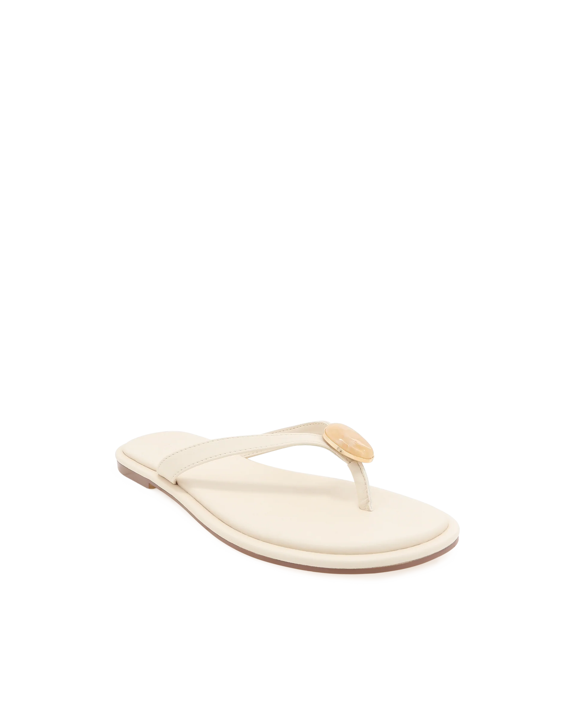 BILLINI BRYDIE EMBELLISHED THONG SANDALS - BONE