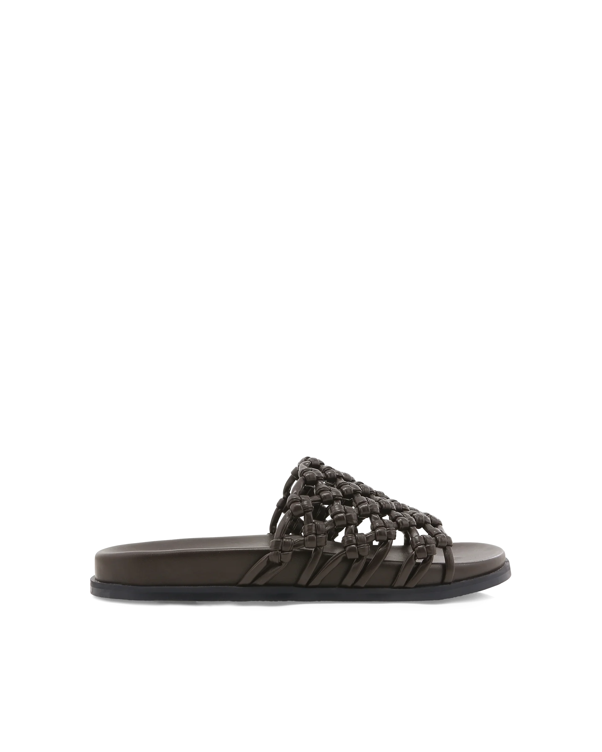 BILLINI CALLIOPE WOVEN SLIDE SANDALS - DARK CACAO