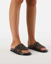 BILLINI CALLIOPE WOVEN SLIDE SANDALS - DARK CACAO