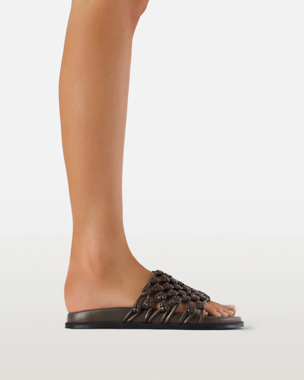 BILLINI CALLIOPE WOVEN SLIDE SANDALS - DARK CACAO