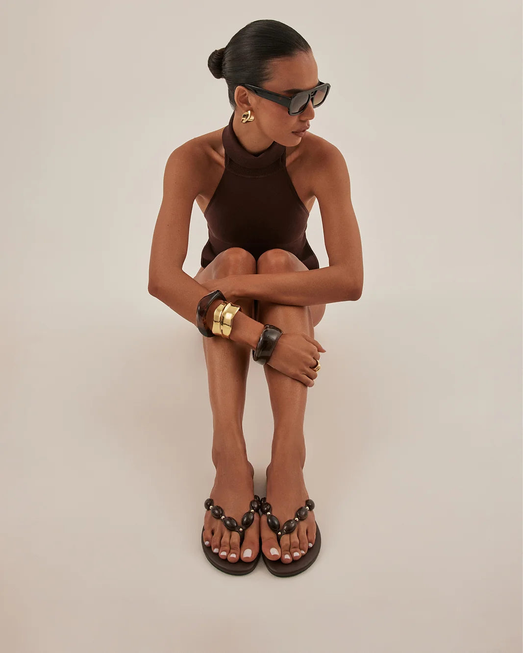 BILLINI FARASHA GEM THONG SANDALS - CHOCOLATE