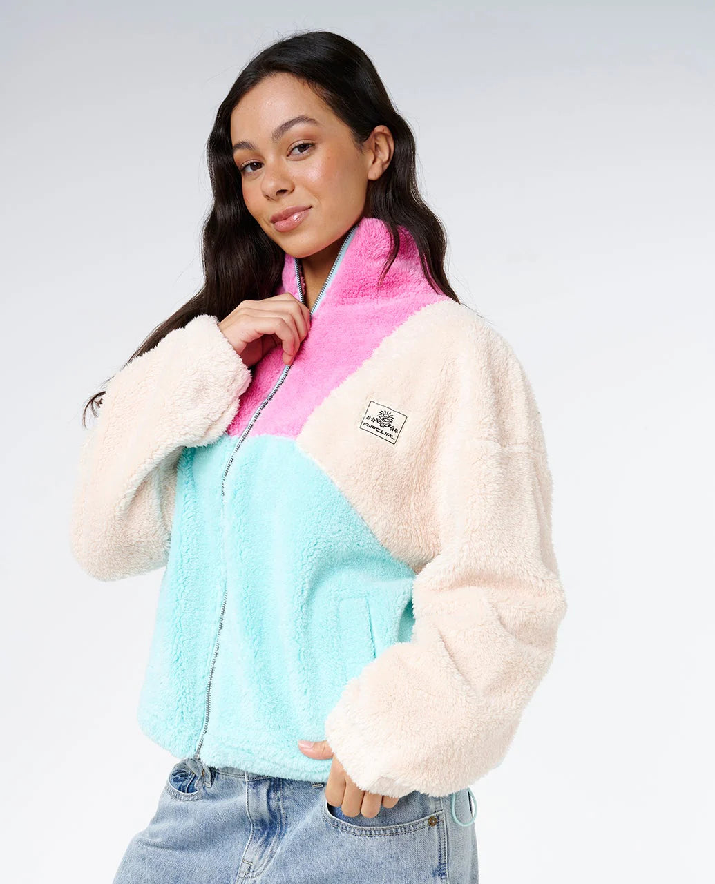 RIP CURL BLOCK PARTY II ZIP THROUGH POLAR FLEECE – BONE
