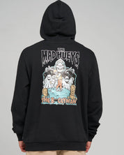 THE MAD HUEYS BOGEYMAN HOODED PULLOVER MEN’S FLEECE HOODIE GLOW PRINT BLACK
