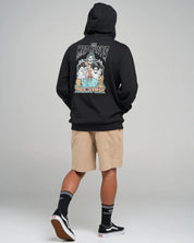 THE MAD HUEYS BOGEYMAN HOODED PULLOVER MEN’S FLEECE HOODIE GLOW PRINT BLACK