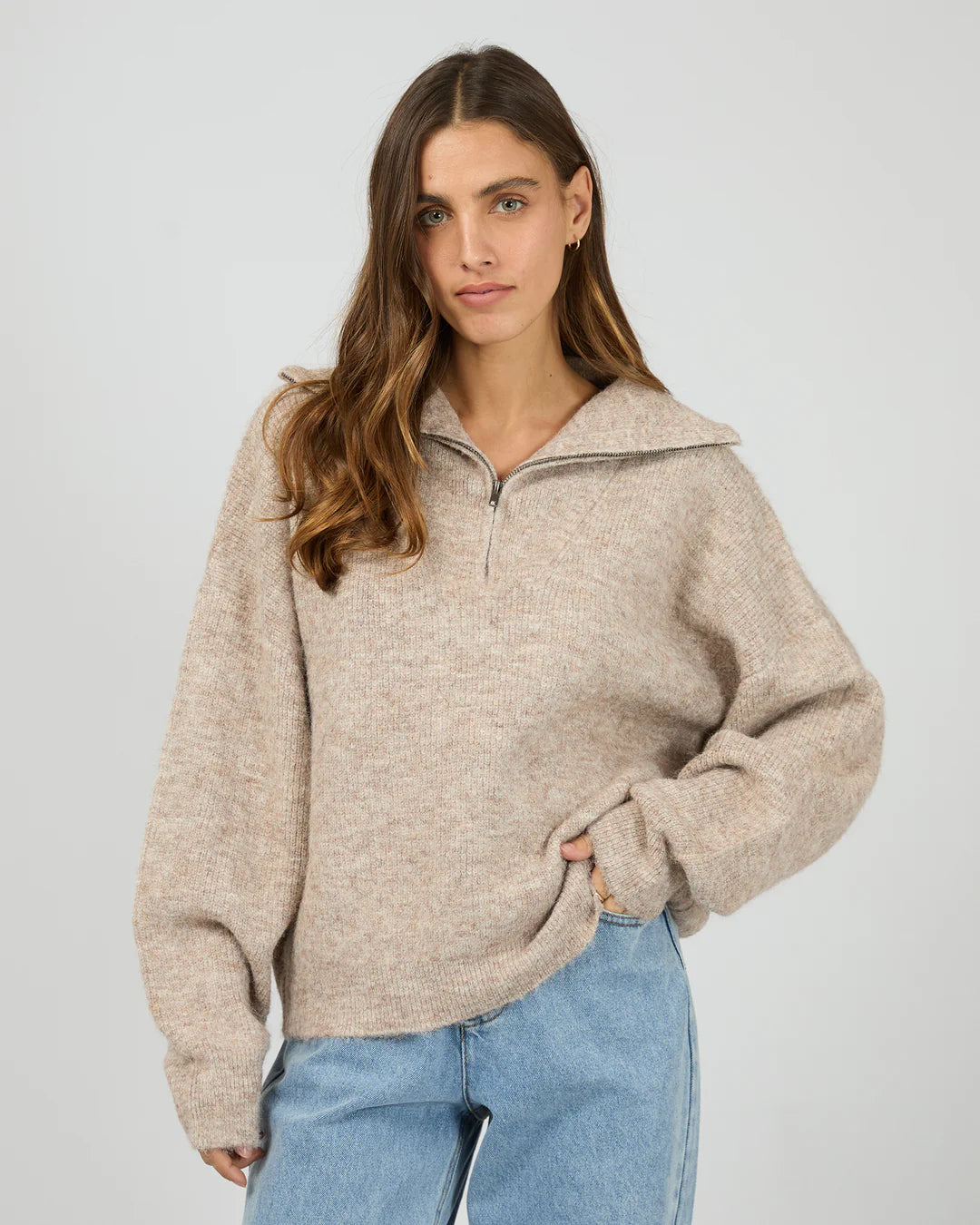 SILENT THEORY BONNIE KNIT QUARTER ZIP JUMPER