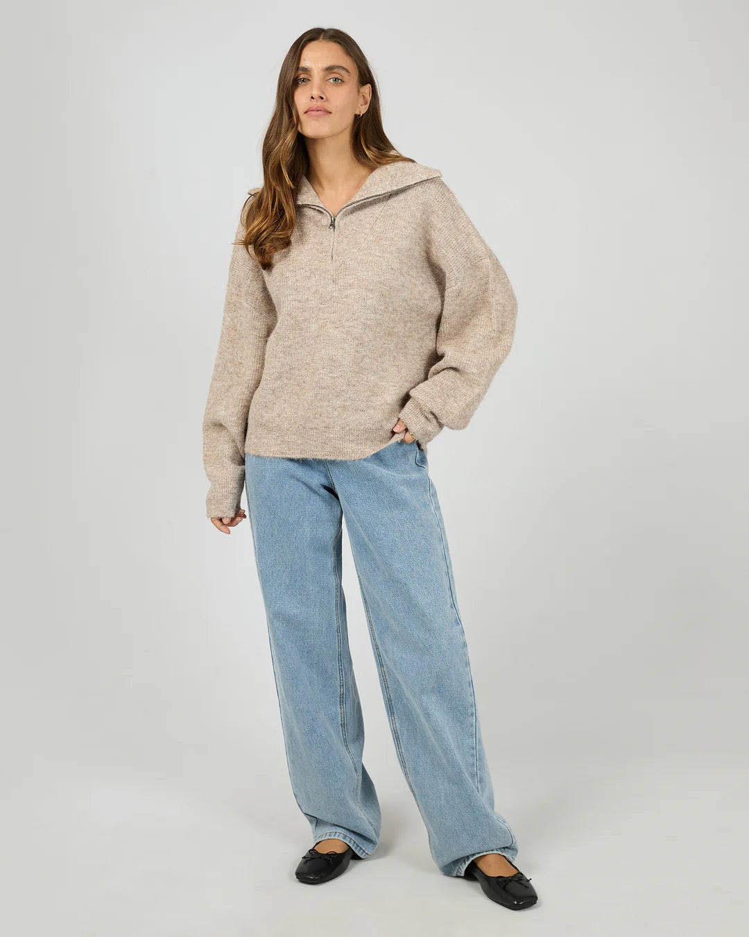 SILENT THEORY BONNIE KNIT QUARTER ZIP JUMPER