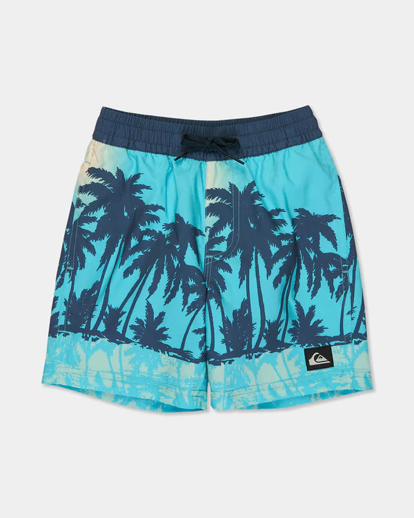 QUIKSILVER BOYS EVERYDAY PRINTED 13 INCH SWIM SHORTS 2-7 AQUA THERMOTROPICS