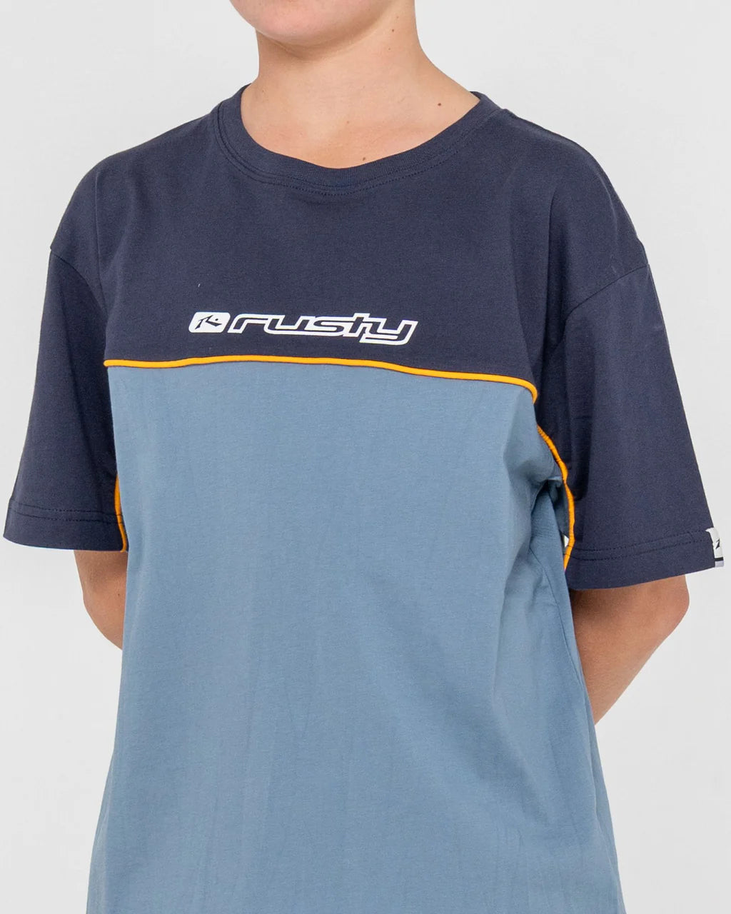 RUSTY BOYS INFINITY GRAPHIC TEE SURF STREET T-SHIRT DEEP SMOKE BLUE