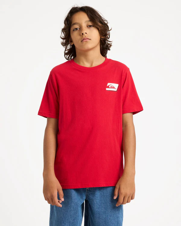 QUIKSILVER BOYS REFLEX T-SHIRT SURF GRAPHIC EVERYDAY TEE SALSA RED