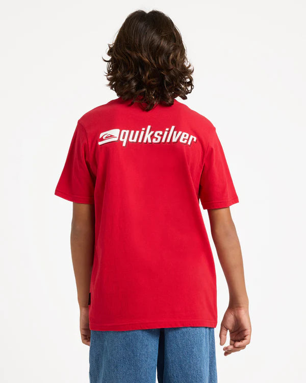 QUIKSILVER BOYS REFLEX T-SHIRT SURF GRAPHIC EVERYDAY TEE SALSA RED