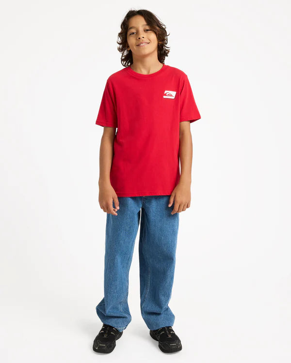QUIKSILVER BOYS REFLEX T-SHIRT SURF GRAPHIC EVERYDAY TEE SALSA RED