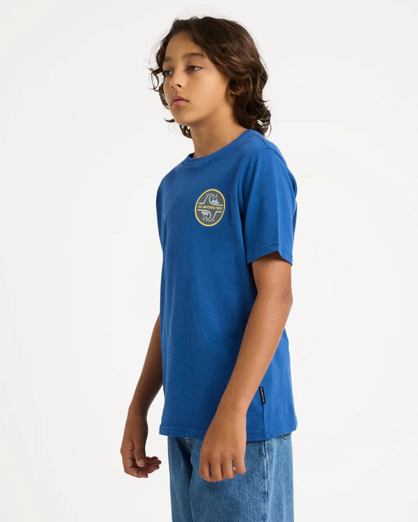 QUIKSILVER BOYS SEQUEL T-SHIRT SURF GRAPHIC EVERYDAY TEE MONACO BLUE