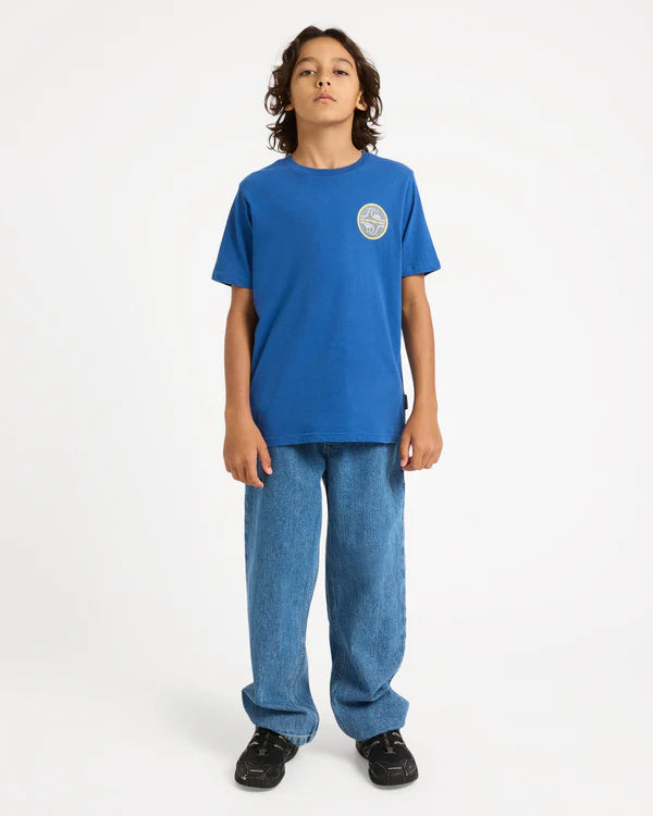 QUIKSILVER BOYS SEQUEL T-SHIRT SURF GRAPHIC EVERYDAY TEE MONACO BLUE