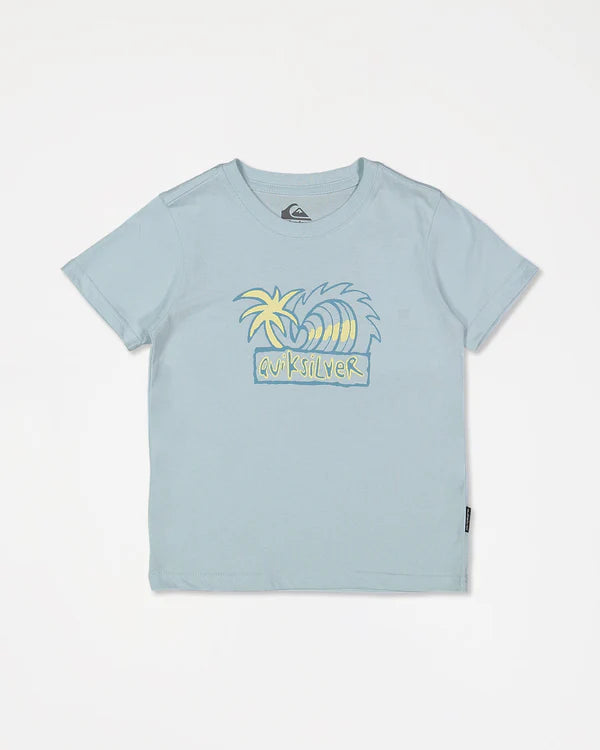 QUIKSILVER BOYS TROPIC TIDES T SHIRT 2-7 AIRY BLUE SURF TEE
