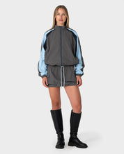 RUSTY BREEZY WIND CHEATER ZIP THROUGH JACKET WOMENS GREY BLUE
