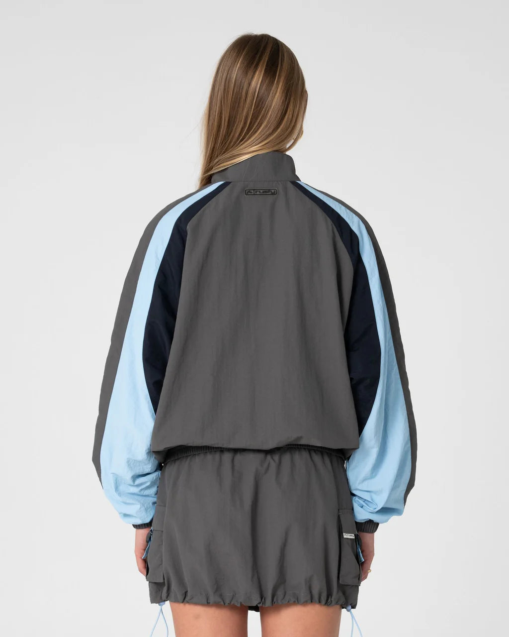 RUSTY BREEZY WIND CHEATER ZIP THROUGH JACKET WOMENS GREY BLUE