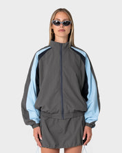 RUSTY BREEZY WIND CHEATER ZIP THROUGH JACKET WOMENS GREY BLUE