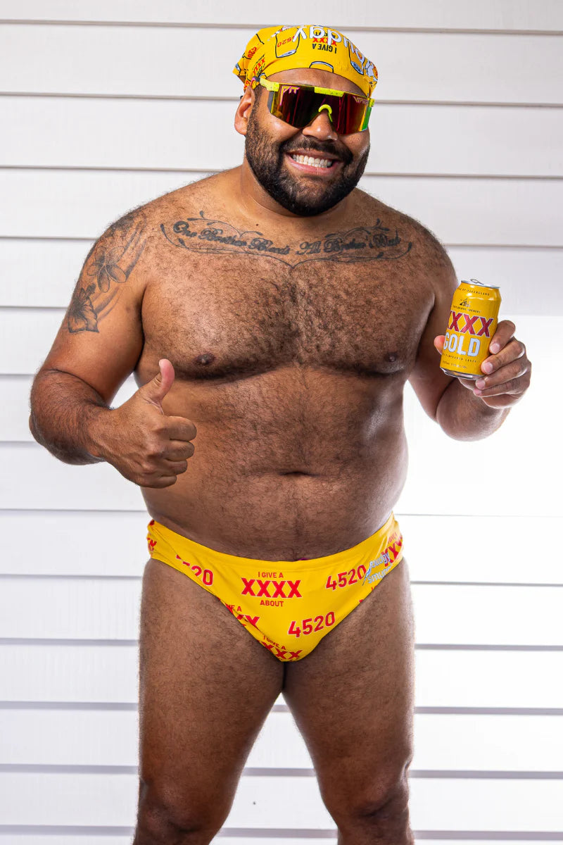 BUDGY SMUGGLERS XXXX LOGO CUSTOM MEN’S SWIM BRIEF – YEPPOON 4703 EDITION