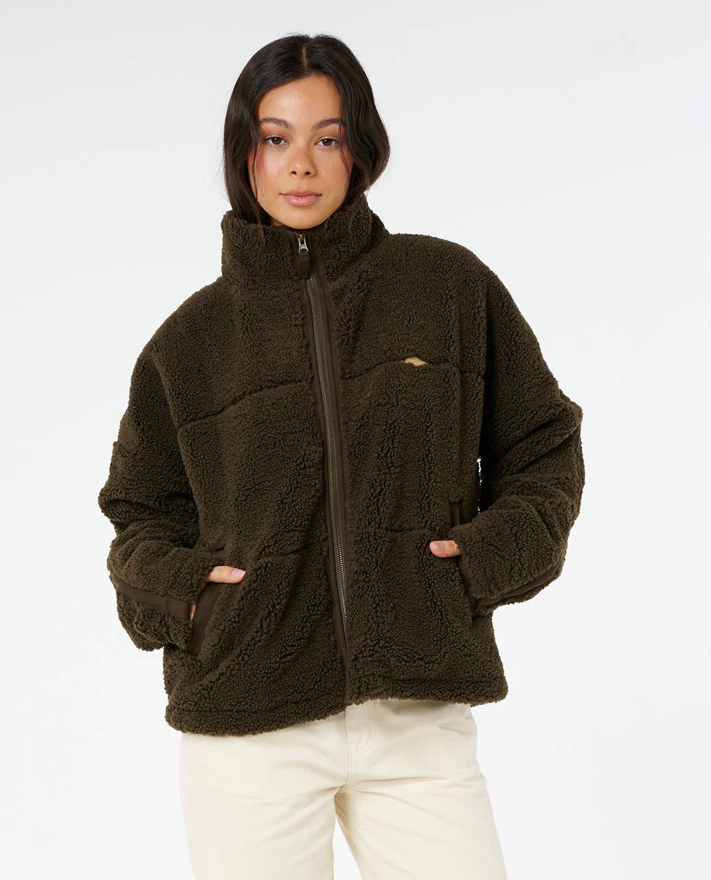 RIP CURL CALA NIGHTS SHERPA JACKET – BLACK OLIVE