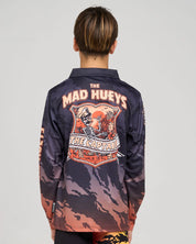 THE MAD HUEYS CAPTAIN TWO FACED YOUTH UPF 50 FISHING JERSEY KIDS SUN SHIRT BLACK